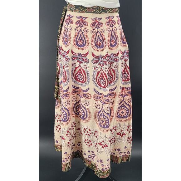 Soft Surrounding women's maxi wrap skirt paisley Sz Petite Med Boho 100% cotton - Picture 2 of 8